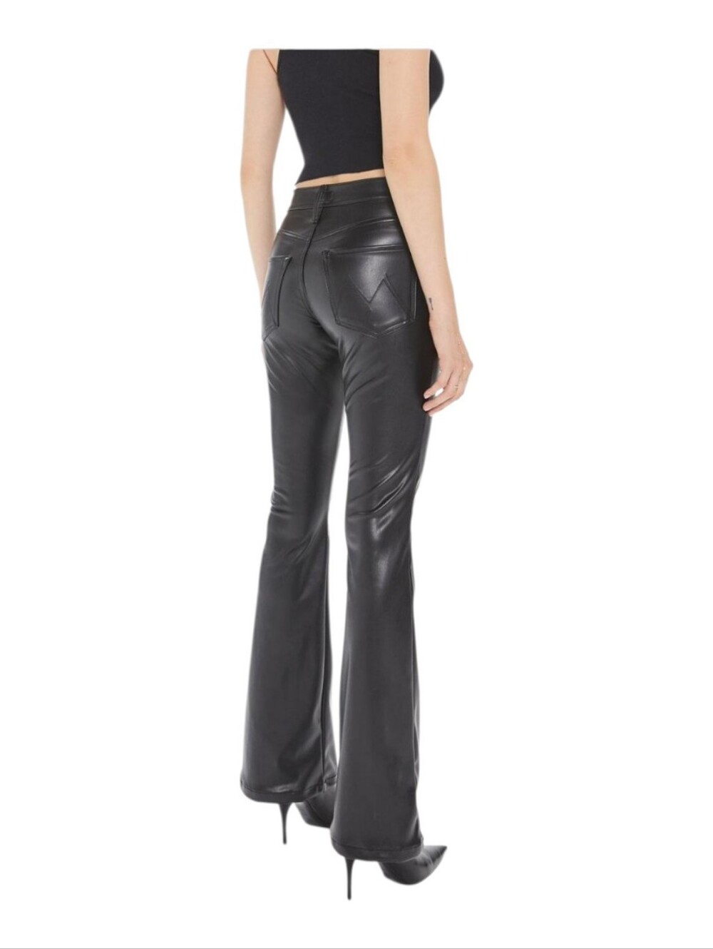 Mother The Weekender Heel Black Faux Leather Pants 31
